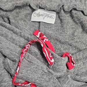 Lauren Moshi Gray Hoodie with Red Patterned Drawstrings